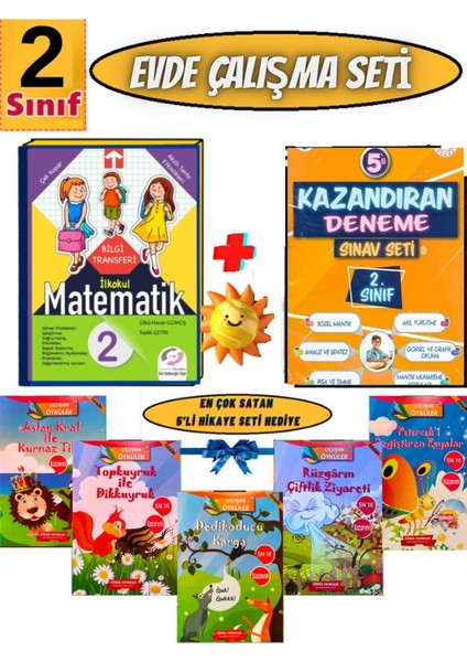 2. Sınıf Matematik Çalışma Test Kitabı+ Poşet Deneme+Renkli 5'li Öykü Seti