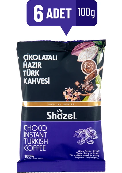 Shazel- Çikolatalı Hazır Türk Kahvesi 100 gr x 6