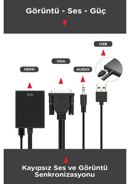 KX1021C VGA / HDMI Analog Dijital Çevirici Kablo