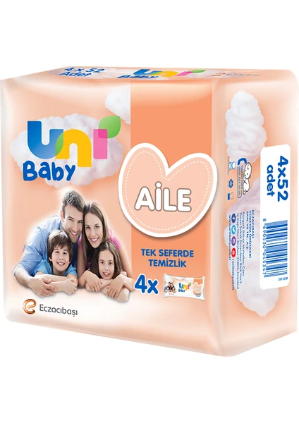 Uni Baby Islak Havlu Aile 4X52 Adet