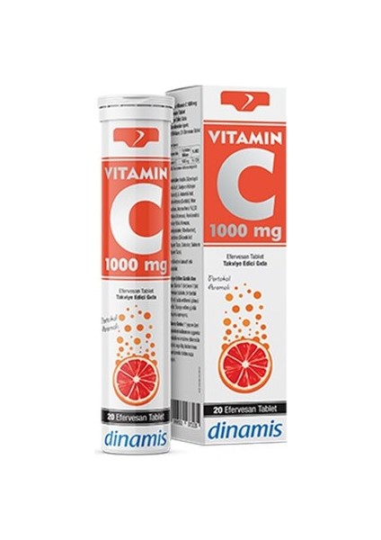Vitamin C 1000 Mg Takviye Edici Gıda 20 Efervesan Tablet