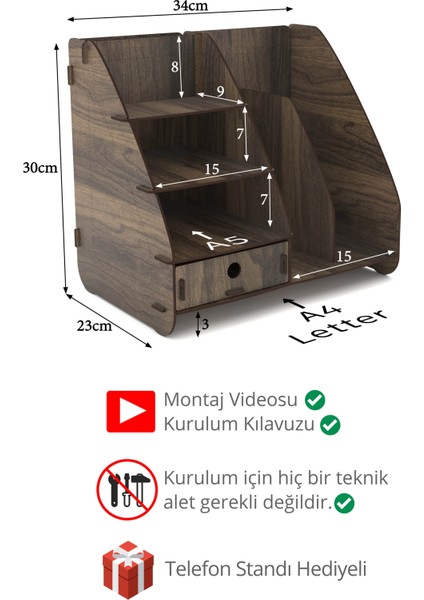 Focus Modest Çekmeceli A4 Evrak Rafı Masaüstü Organizer fırsatları