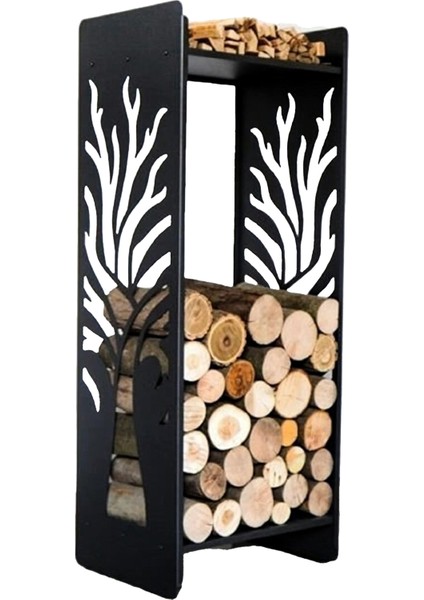 Şömine Odunluk Ağaç Desenli