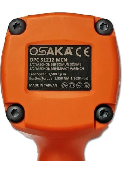 Opc 51212MCN Havalı 1/2 Somun Sökme 1800 Nm