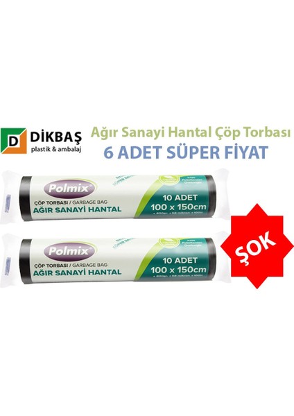 Ağır Sanayi Hantal Çöp Torbası 6 Lı