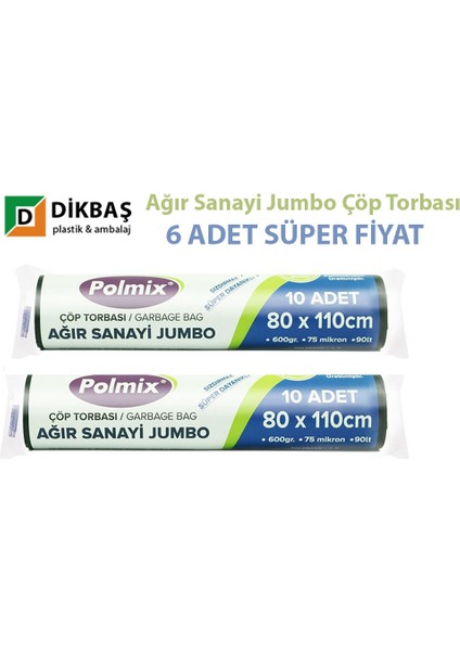 Ağır Sanayi Jumbo Çöp Torbası 6 Lı