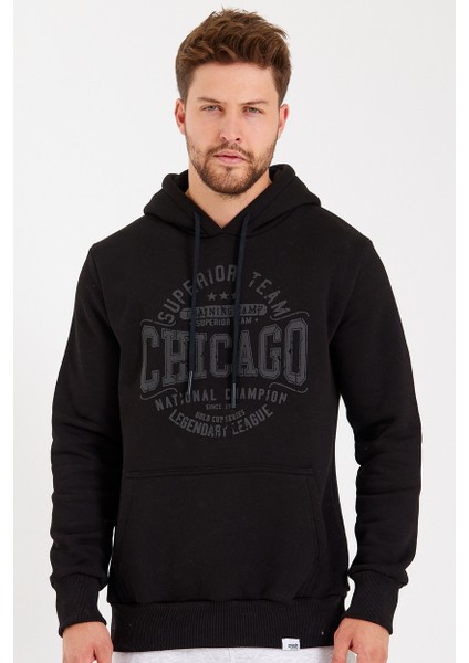 Unisex Kapüşonlu Kanguru Cepli Baskılı Sweatshirt