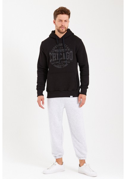 Unisex Kapüşonlu Kanguru Cepli Baskılı Sweatshirt