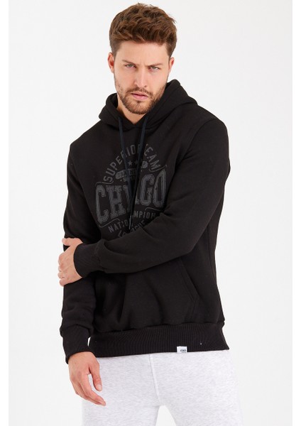Unisex Kapüşonlu Kanguru Cepli Baskılı Sweatshirt