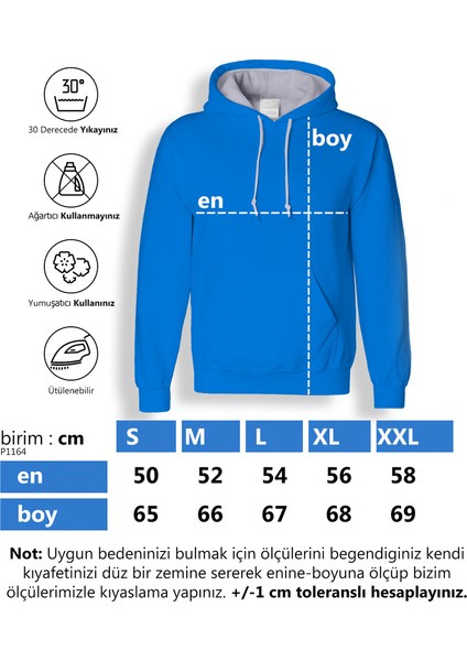 Unisex Kapüşonlu Kanguru Cepli Baskılı Sweatshirt