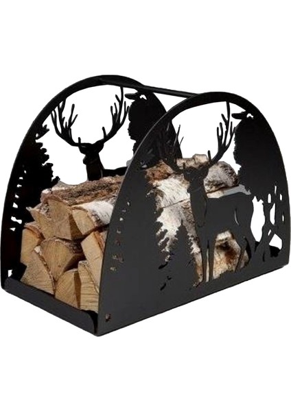 Şömine Odunluk Geyik Desenli