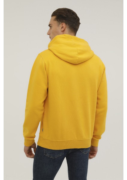 Men Kapş Sweat Kahverengi Erkek Sweatshirt 23189-14