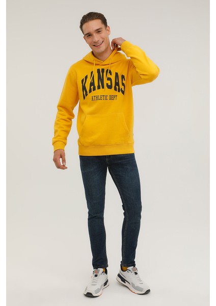 Men Kapş Sweat Kahverengi Erkek Sweatshirt 23189-14