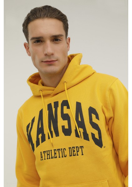 Men Kapş Sweat Kahverengi Erkek Sweatshirt 23189-14