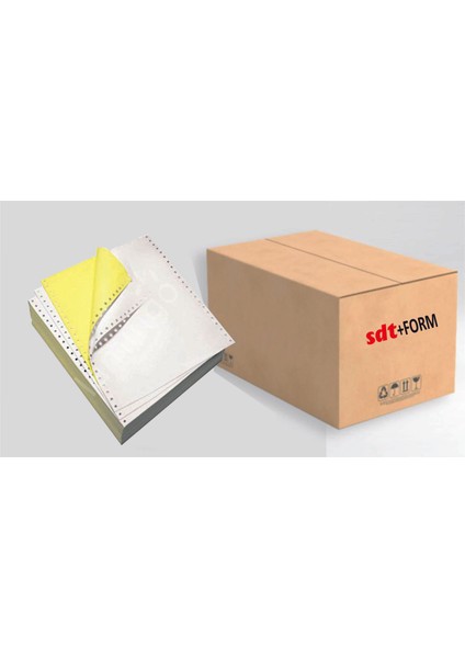 Sürekli Form 11 x 24 Renkli 2 Nusha Beyaz - Sarı Yarım Boy 5,5 Ferforeli 1000 Adet