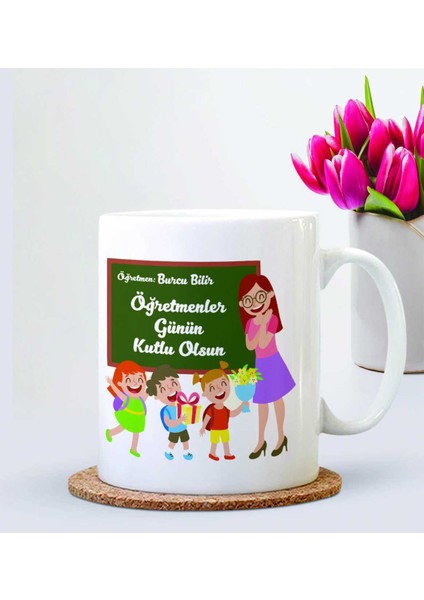 Kişiye Özel Öğretmenler Günü 6 Temalı Beyaz Kupa Bardak