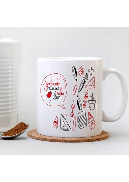 Kişiye Özel Beyaz Kupa Bardak (Öğretmenler Günü Temalı-15)