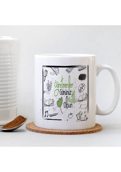 Kişiye Özel Beyaz Kupa Bardak (Öğretmenler Günü Temalı-30)