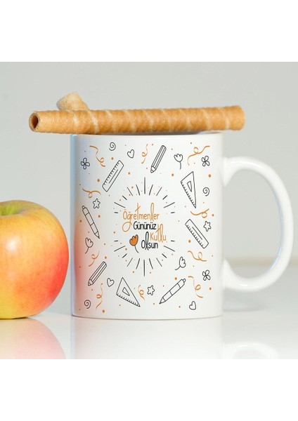 Kişiye Özel Beyaz Kupa Bardak (Öğretmenler Günü Temalı-10)