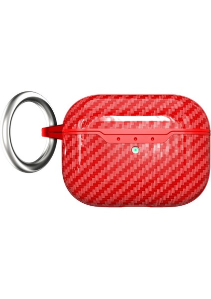 Airpods Pro 2. Nesil Tam Uyumlu Kılıf Hoparlör ve Mikrofon Delikli Silikon Kapak Karbon Görünümlü