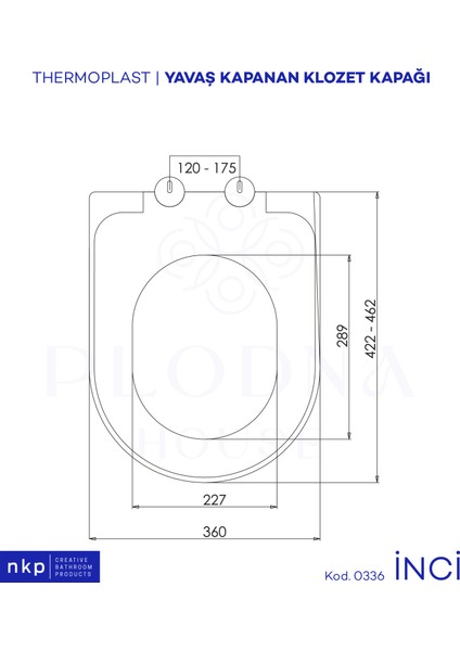 Plodna House İnci D-Form Yavaş Kapanan Klozet Kapağı Inci