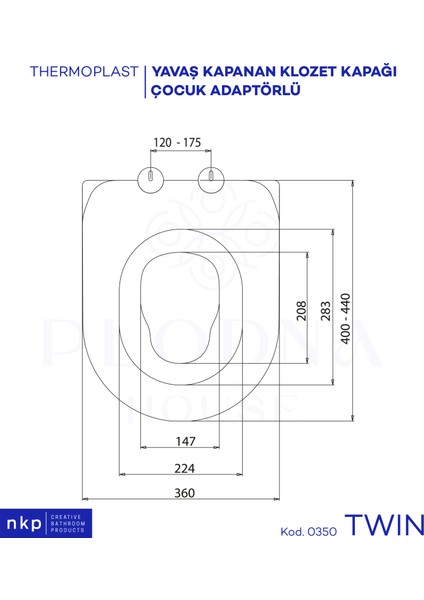 Plodna House Twin D-Form Çocuk Bebek Adaptörlü Yavaş Kapanan Klozet Kapağı