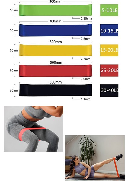 5 Adet Farklı Seviye Direnç Bandı Spor Egzersiz Aerobik Pilates Squat Lastiği Fitness Yoga indirimleri