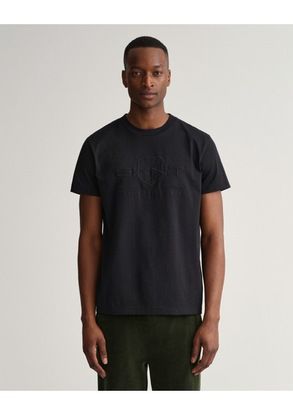 Erkek Siyah Regular Fit Baskılı T-Shirt 2003140.5