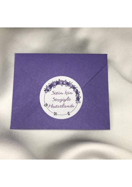 Sizin Için Sevgiyle Hazırlandı Mor Etiket 4 cm (33 Adet)