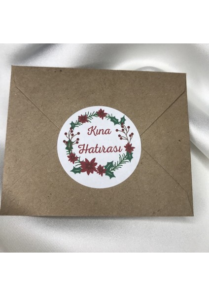 Kına Hatırası Etiketi Yuvarlak Mat Sticker 4 cm (33 Adet)