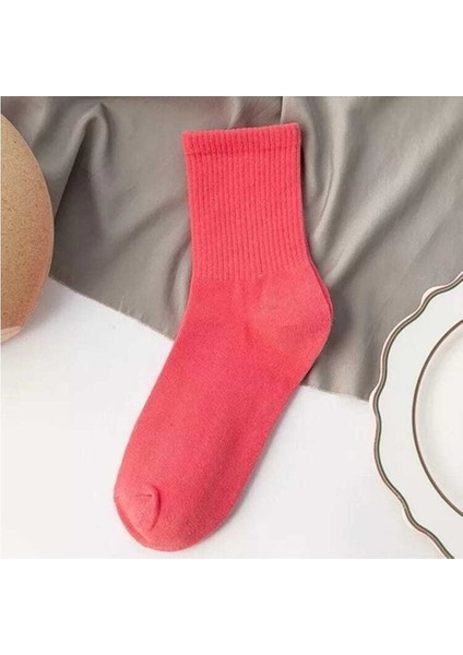 12'li Unisex Çok Renkli Çizgisiz Pamuklu Tenis Kolej Çorap Seti modelleri