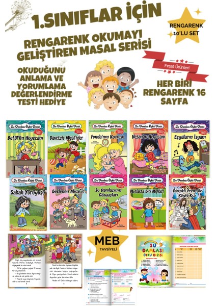 1.sınıf Öğrenciler Için Okumayı Sevdiren Okuma Kitabı Hikaye Rengarenk