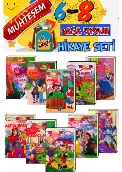 6-8 Yaşa Uygun Rengarenk Resimlerle Süslenmiş Hikaye Seti