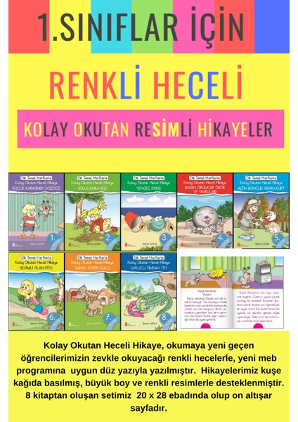 1.sınıf Renkli Heceli Resimlerle Süslenmiş Kolay Okuma Seti