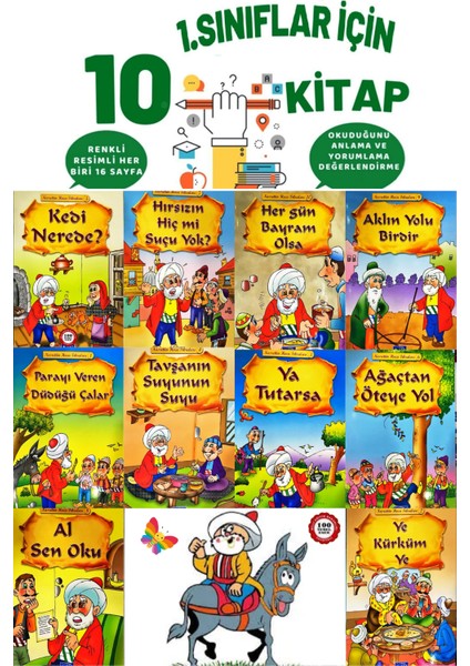 1.sınıflar Için Okumayı Sevdiren ve Okuma Alışkanlığı Kazandıran Eğlenceli 10'lu Kitap Seti