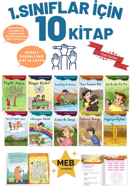 Okumayı Hızlandıran Mükemmel Bir Set(10 Kitaptan Oluşan Rengarenk Hikayeler) Tonguç Evony Ata