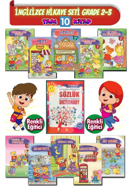 Ingilizce Grade 2-3 Hikaye Seti( 10 Süper Kitap)+ Ingilizce Sözlük