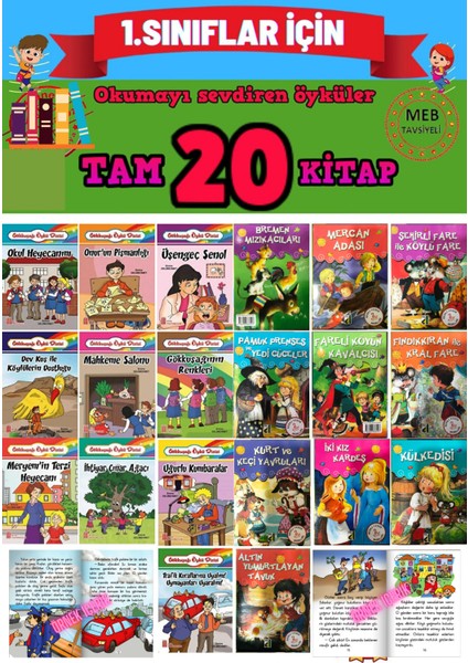1.sınıflar Için Birbirinden Güzel Rengarenk 20'li Hikaye Seti Kitap (En Çok Sata-Evony-Tongu)