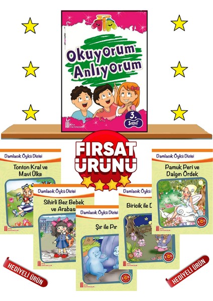 Okuyorum Anlıyorum 3.sınıf +Çocukların Severek Okuyacağı 5'li Öykü Seti(Her Biri 64 Sayfa)