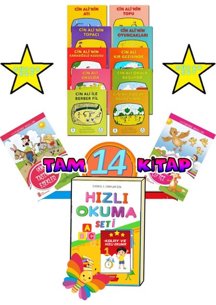 Cin Ali Hikaye Seti 10 Kitap +1.sınıf Kolay ve Hızlı Okuma (1 ve 2 Kitap)+Hikayeler