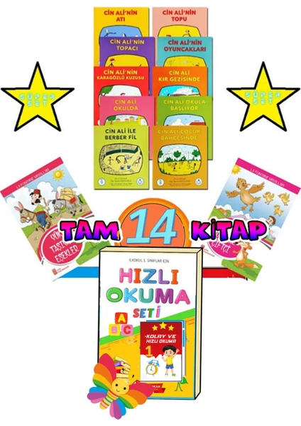 Cin Ali Hikaye Seti 10 Kitap +1.sınıf Kolay ve Hızlı Okuma (1 ve 2 Kitap)+Hikayeler