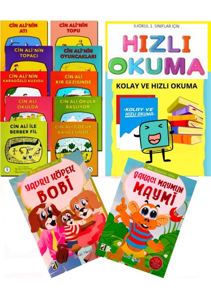 Cin Ali 10'lu Kitap Cin Ali Serisi+Hızlı Okuma 2'li Kitap Seti+Hikayeler