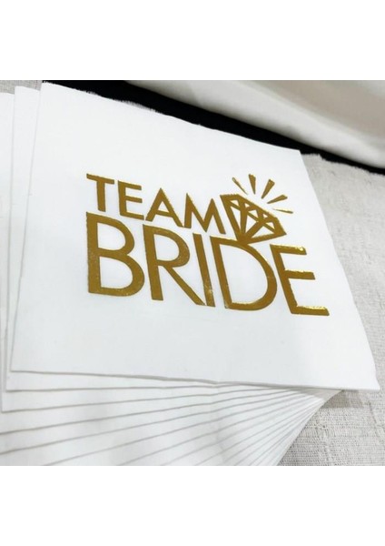 Happyland Team Bride Gold Yazılı Yaldızlı Baskılı Peçete 20'li