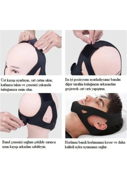 Horlama Önleyici Çene Bandı Uyku Apnesi Aparatı Kafa Bandı Uyku Maskesi