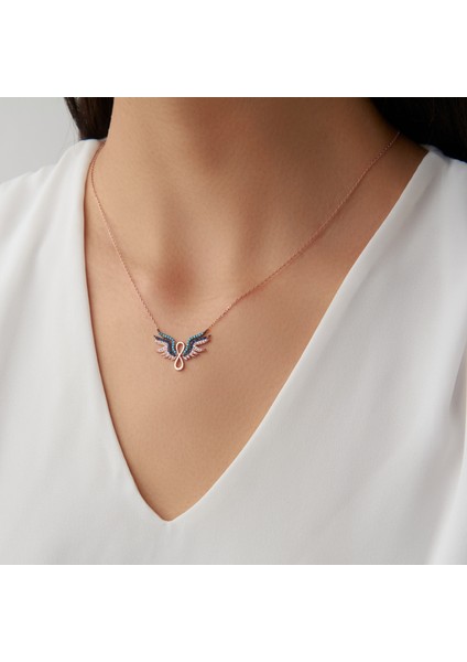 925 Ayar Sonsuzluk Melek Kanadı Gümüş Kolye