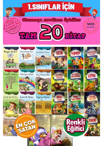 1.sınıflar Için Birbirinden Güzel Rengarenk 20'li Hikaye Seti Kitap