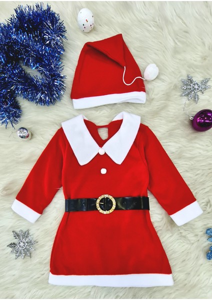 Kız Çocuk Noel Baba Kostümü, Yılbaşı Çocuk Kostümü, Çocuklar Için Yılbaşı Kostümü, Noel Anne Kostümü