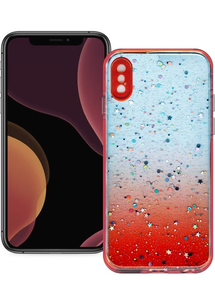 Apple iPhone x Simli Şeffaf Sert Slikon Kılıf