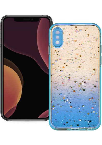 Apple iPhone x Simli Şeffaf Sert Slikon Kılıf