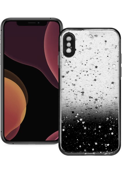 Apple iPhone x Simli Şeffaf Sert Slikon Kılıf